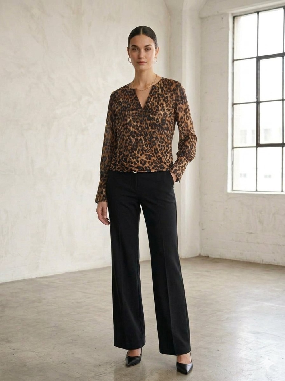Milly cheetah print wrap blouse , sz : medium